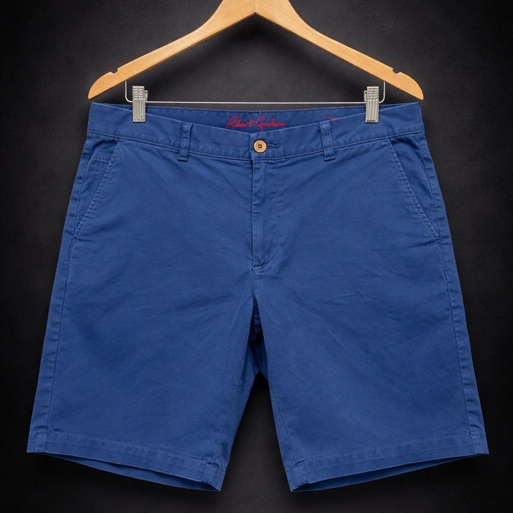 Robert Graham Blue Chino Shorts Mens 36 Classic Fit Cotton Stretch Athletic
